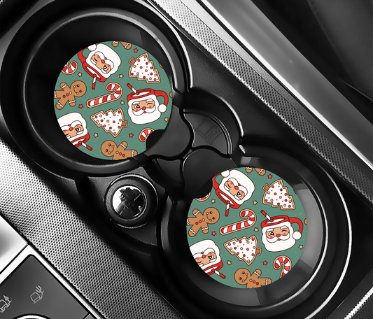 Santa Mugs and Cookies Car Coasters