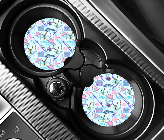 Bright Fisherman Car Coasters