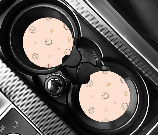 Pink Vintage Baseball Car Coasters