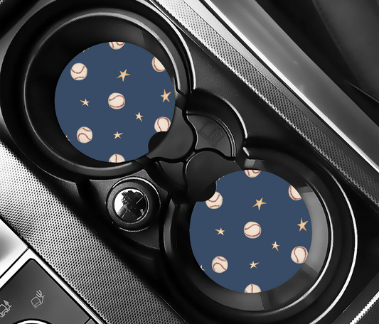 Blue Vintage Baseball Car Coasters