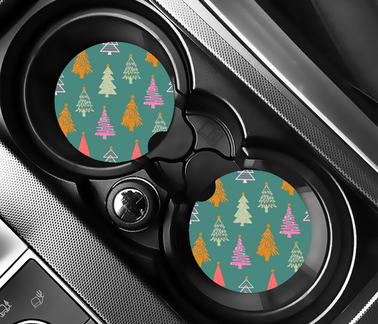 Retro Bright Tree Car Coasters