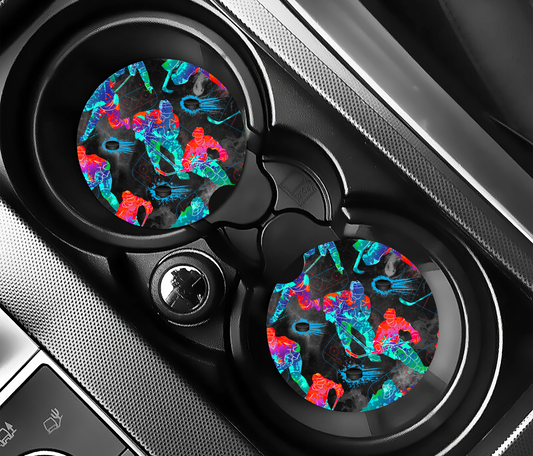 Neon Hockey Car Coasters