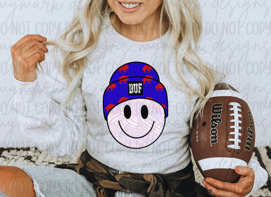 Adult Buffalo Beanie Smiley Sweatshirt