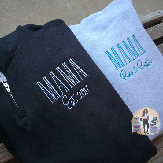 Mama Est or Name Quarter Zip