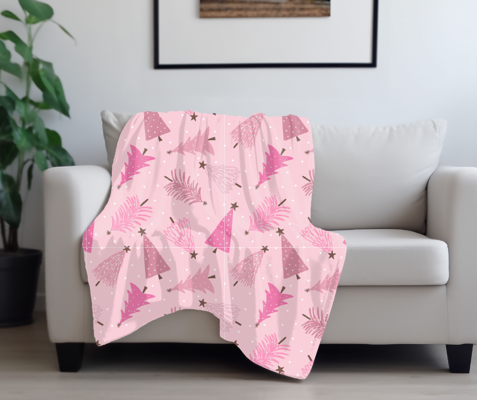 Pink Winter Trees Blanket