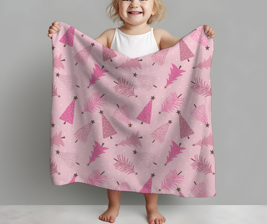 Pink Winter Trees Blanket