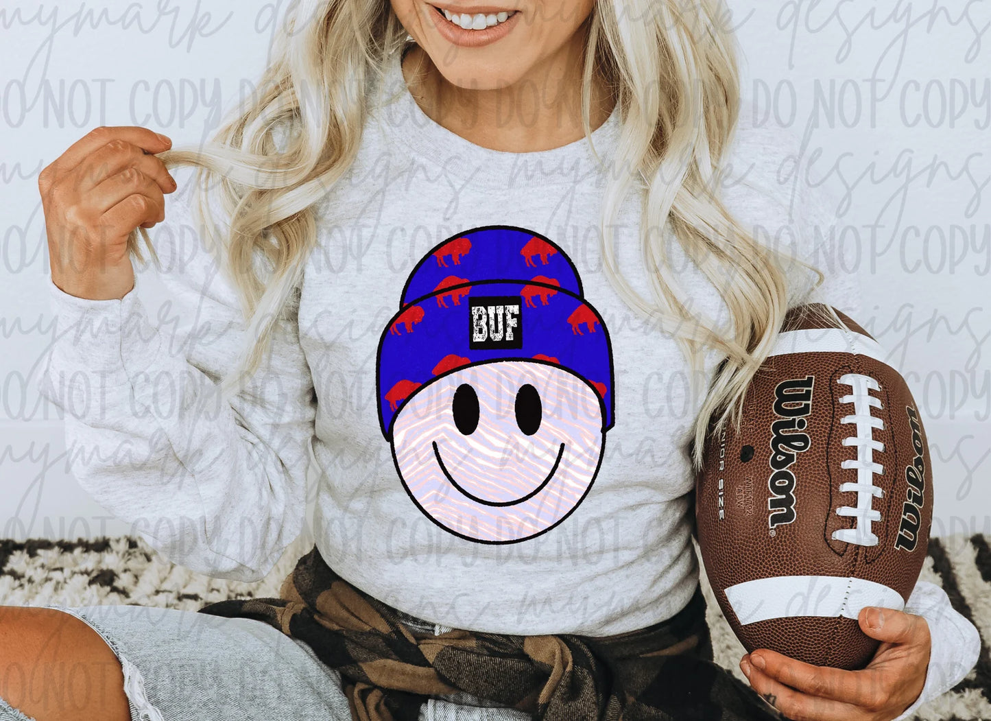 Adult Buffalo Beanie Smiley Sweatshirt